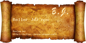 Beller János névjegykártya